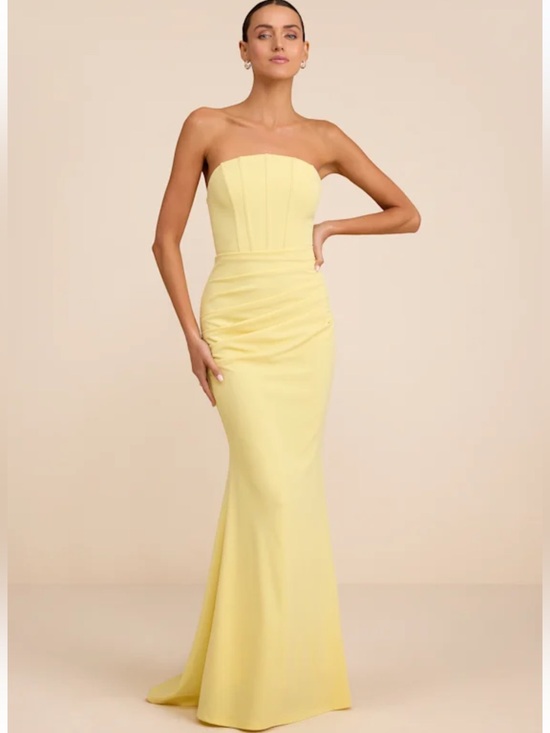 Lulus Dresses & Skirts - NWT Lulus Laney Light Yellow Strapless Corset Maxi Dress